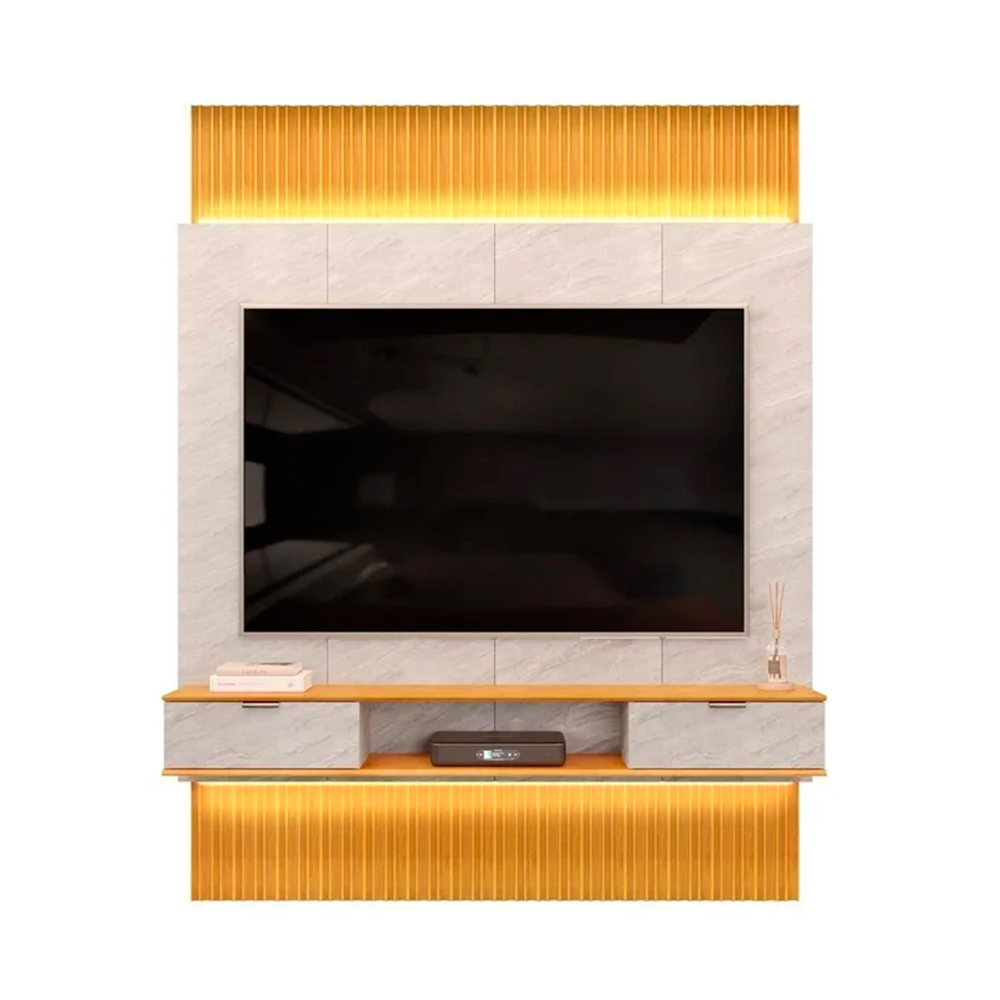 Painel Extensivel Hit 190 Cedro e Quartzo DJ Moveis