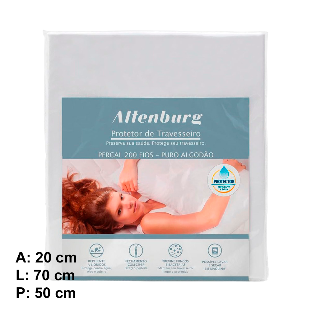 Protetor De Travesseiro Antimicrobial 230 Fios Branco Altenburg