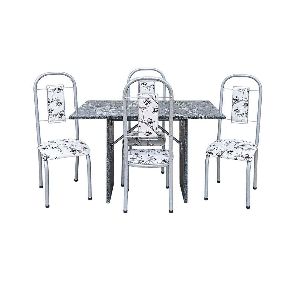 Mesa 4 Cadeiras Paris N39 Granito Luxo Aço Coelho