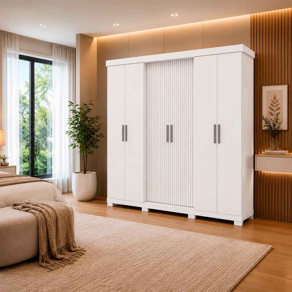 Roupeiro 6 Portas Argos Branco Avelan
