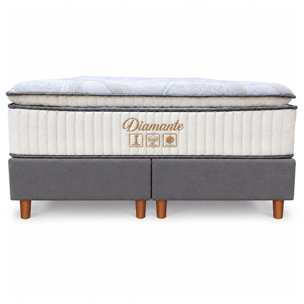 Conjunto Box Queen Diamante com Pillow Top Molas Ensacadas 158X198 Softflex