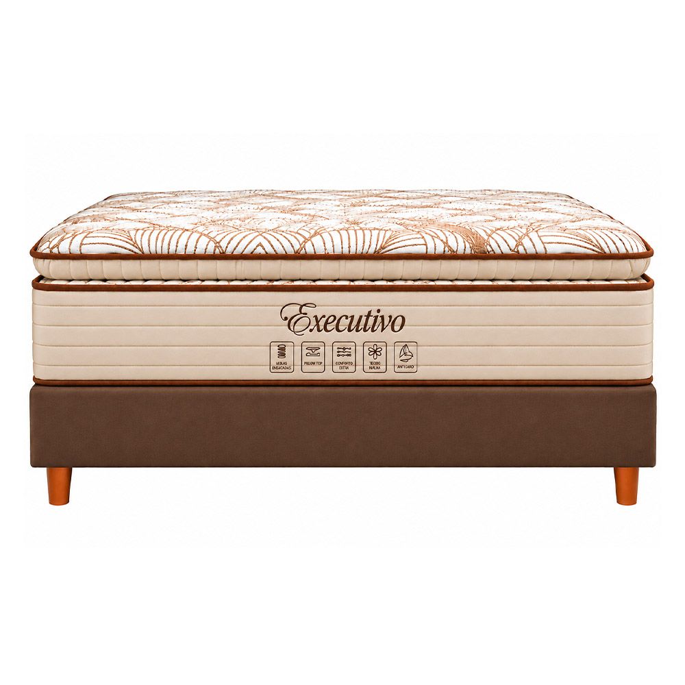 Conjunto Box Casal Executivo com Pillow Top e Molas Ensacadas 138x188 Softflex