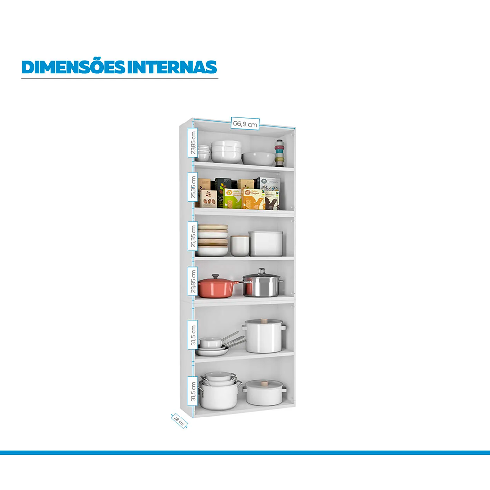 Paneleiro Duplo Max em Aço Branco 6 Portas Luce Itatiaia 