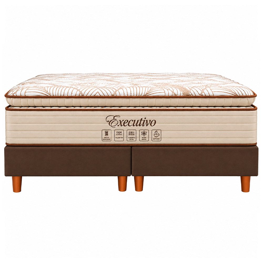 Conjunto Box Queen Executivo com Pillow Top molas ensacadas 158x198 Softflex