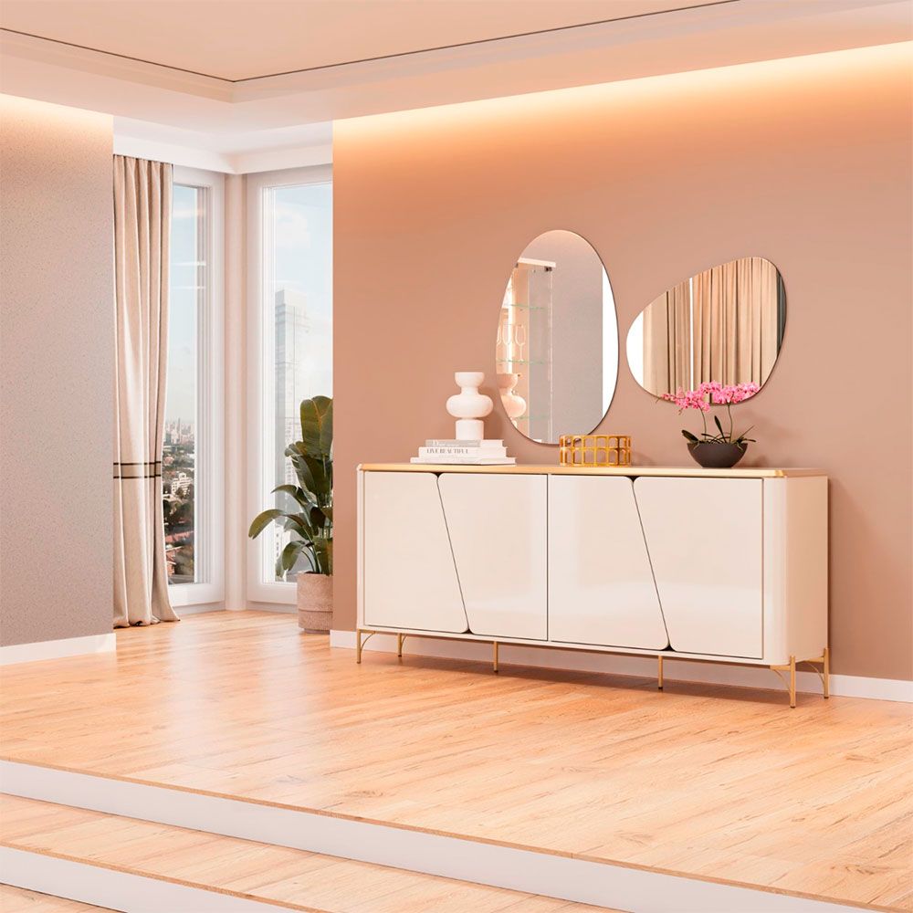 Buffet Liara Off White/Dourado Dj Moveis