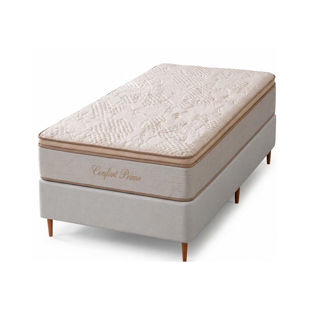 Conjunto Box Solteiro Confort Prime com Pillow Top e Molas Ensacadas 88x188 Softflex