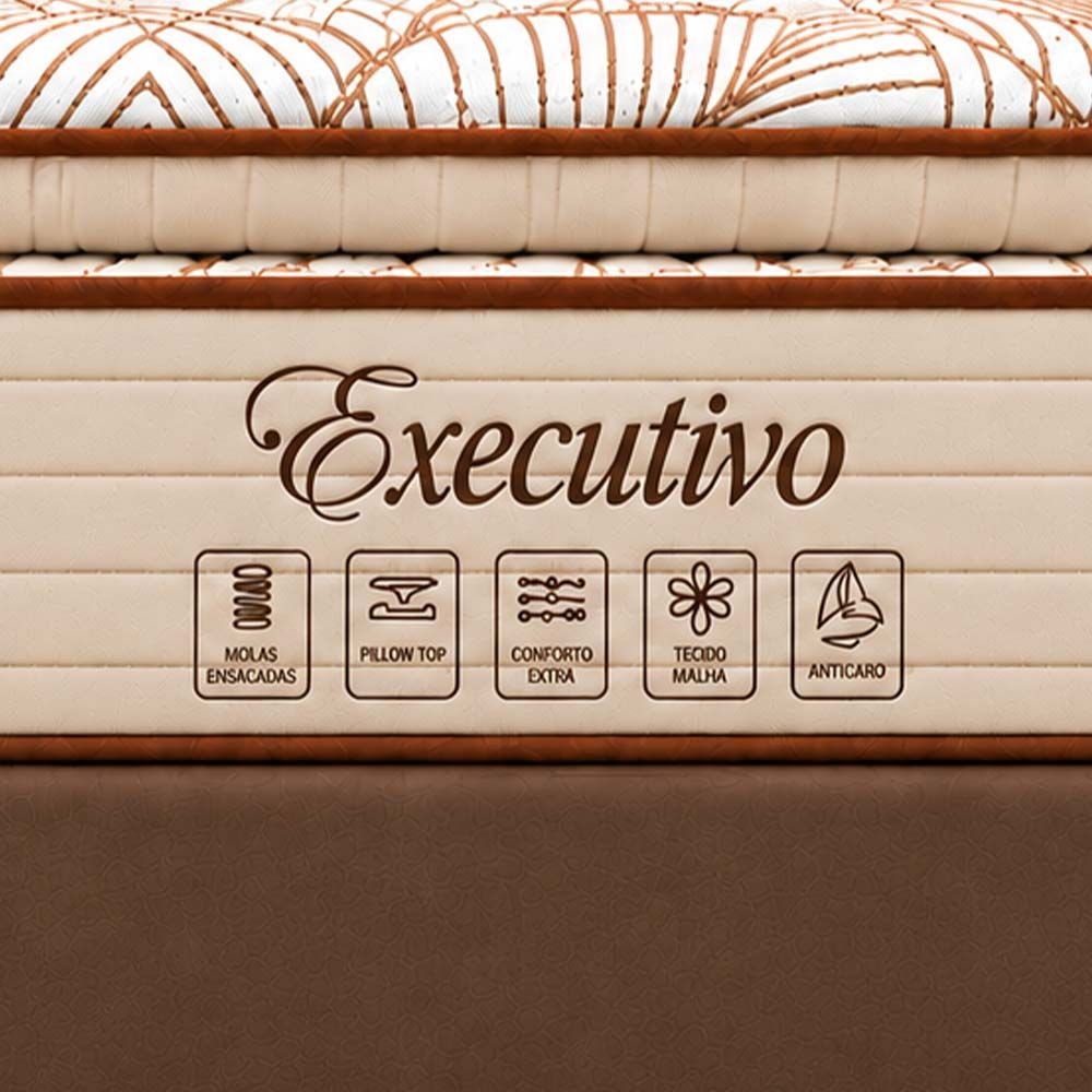 Conjunto Box Casal Executivo com Pillow Top e Molas Ensacadas 138x188 Softflex