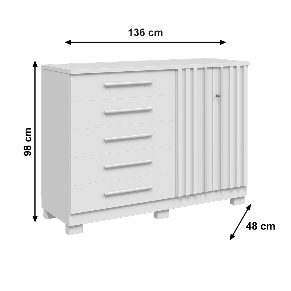 Comoda Bella 5G C/Sap Branco ACP MOVEIS