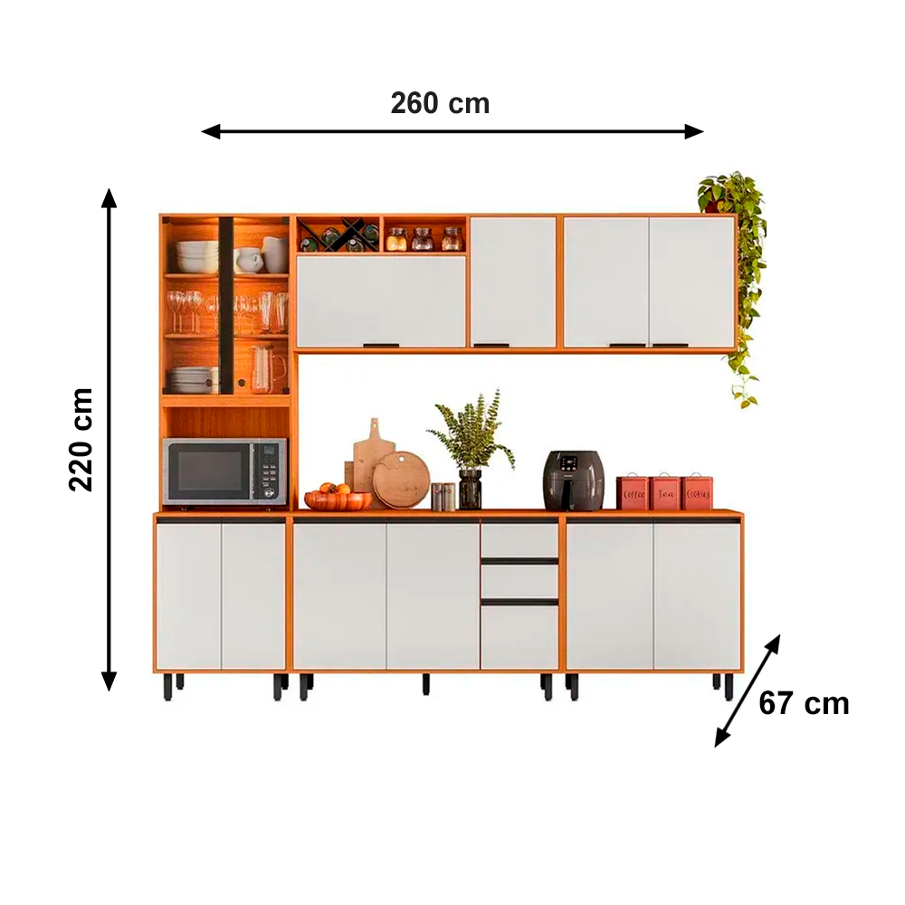 Cozinha 5PC Ravena Pan VDR 13PT 2GV Freijo Uv/Off Acetinado Poliman