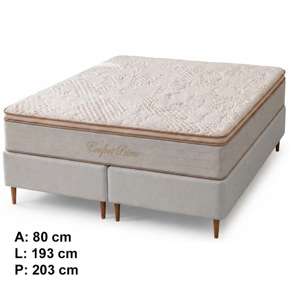 Conjunto Box King Confort Prime com Pillow Top e Molas Ensacadas 193x203 Softflex