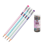 Lapis preto HB plast. com borracha, tons pastel