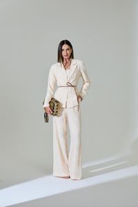 Calca Pantalona Bordada Amarelo