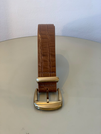 Cinto couro text dour 4cm