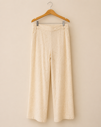 Calca Pantalona Bordada Amarelo