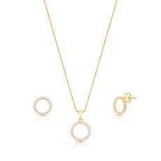 Conjunto Circle Cravejado Dourado