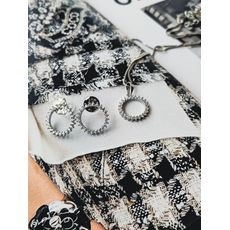 Conjunto Circle Cravejado Prateado