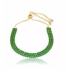 Pulseira Riviera Tripla Cravação em Zircônia e Fecho Shambala Referência: PUL-083-4