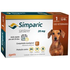 Antipulgas Simparic 20 mg para cães 5,1 a 10 kg - Zoetis