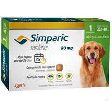 Antipulgas Simparic 80 mg para cães 20,1 a 40 kg - Zoetis