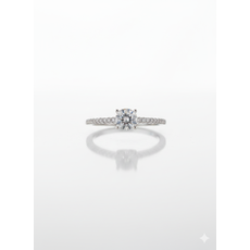 Anel Solitário Cravejado Moissanita de Prata