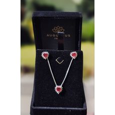 Conjunto Coração Colorido Cravejado Zirconia prata 