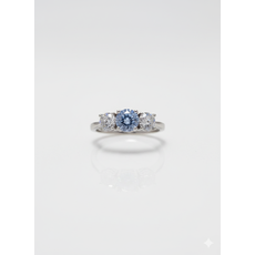 Anel Três Pedras Moissanita Colorido de Prata