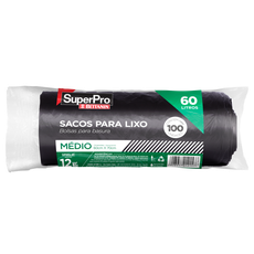 SACO DE LIXO 060L PRETO MEDIO SUPERPRO C\/100UN