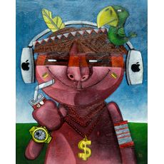 Clayton Silva - Índio High-tech  - Óleo sobre tela - 55x40cm - a.c.i.d e verso - 2019_com_moldura