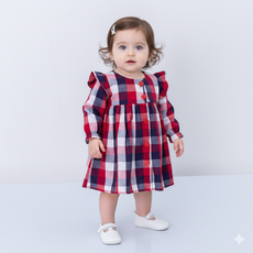 Vestido Infantil Manga Longa 100% Algodão - Cecilia