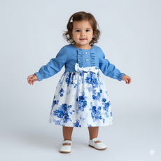 Vestido Infantil Manga Longa 100% Algodão - Sara