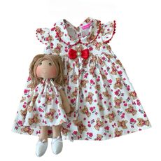 Kit Vestido com Boneca Bebê 100% Algodão - Laura