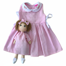 Kit Vestido com Boneca Bebê 100% Algodão - Clara