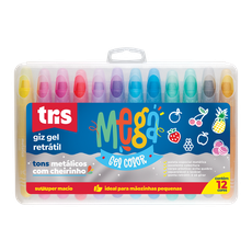 GIZ GEL RETRATIL COM CHEIRINHO TRIS 12 CORES