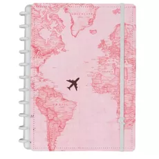Caderno Inteligente By Gocase Mapa Mundi Rosa A5