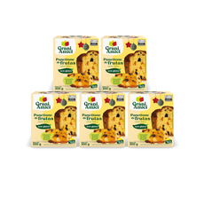 Combo 5 unds. Panettones de Frutas, Sem Glúten, Sem Leite - Grani Amici 