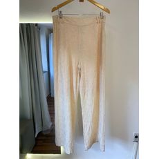 Calca Pantalona Bordada Amarelo