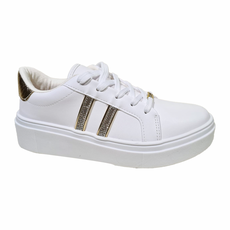 Tênis Casual Flatform Vizzano Branco Dourado Cristal - 1339.326