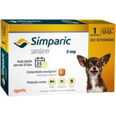 Antipulgas Zoetis Simparic 5 mg para Cães 1,3 a 2,5 Kg