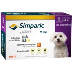 Antipulgas Zoetis Simparic 10 mg para Cães 2,6 a 5 Kg
