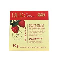 SABONETE ARTESANAL DE MORANGO-90G-FLORA PURA