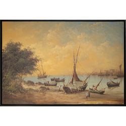 Helio de Castro - Marinha com barcos I  - Óleo sobre tela - 80x120cm - a.c.i.e - 2008