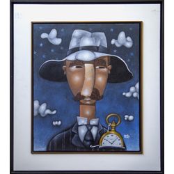 Clayton Silva -  Hora de Voar , Homenagem a Santos Drumont - Óleo sobre tela - 60x50cm - a.n.v