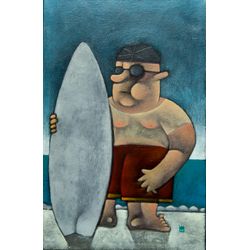 Clayton Silva - Tirando onda - Óleo sobre tela - 55x35cm - a.c.i.d e verso - 2019_com_moldura