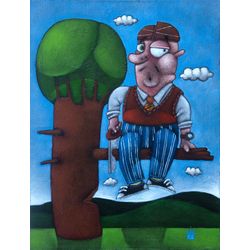 Clayton Silva - Homem Primata - Oleo sobre tela - 40x30 cm - a.c.i.d./a.n.v. - 2019