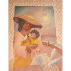 Edir Escarião - Maternidade - Óleo sobre tela - 80x60cm - a.c.i.d e verso