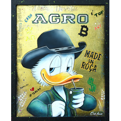 Cris Azuos - Patinhas Agro - Técnica mista sobre tela (metalização química, laqueada em resina epóxi, pintura em
aerógrafo e verniz e tintas fosforescente) - 50x40 cm - 2024