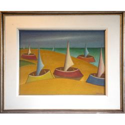 Francisco Sobral - Marinha Bossa Nova - Oleo sobre Eucatex - 47x26 cm - a.c.i.d./verso 