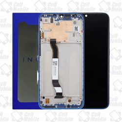 FRONTAL XIAOMI REDMI NOTE 8 PRETO IMPORTADO INOX COM ARO AZUL CLARO