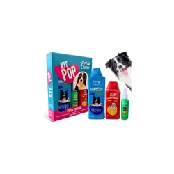Kit Shampoo Condicionador Perfume Cães Banho Pet Clean Pop