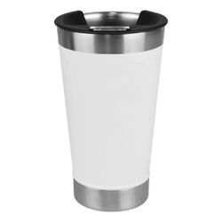Copo Térmico Com Tampa Abridor 473mL Aço Inox Cor Branco